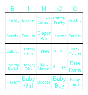 Baby Shower Bingo Card