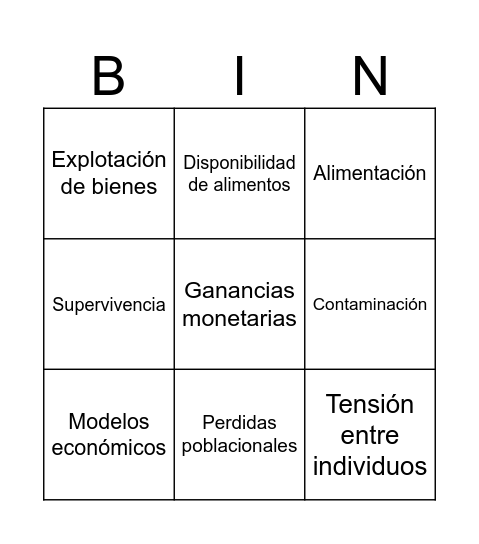 Modelos poblacionales Bingo Card