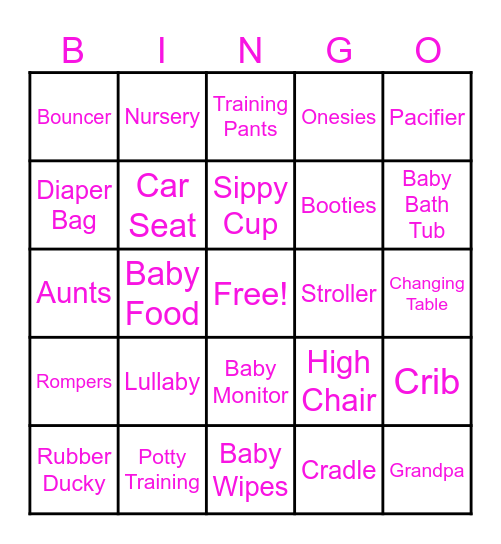 Baby Shower Bingo Card