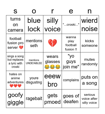 soren bingo Card