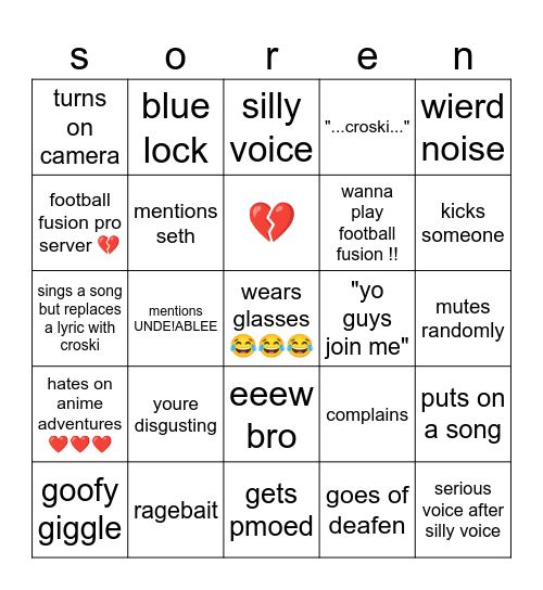 soren bingo Card