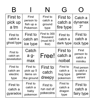 Pokemon sword & shield wild area Bingo Card