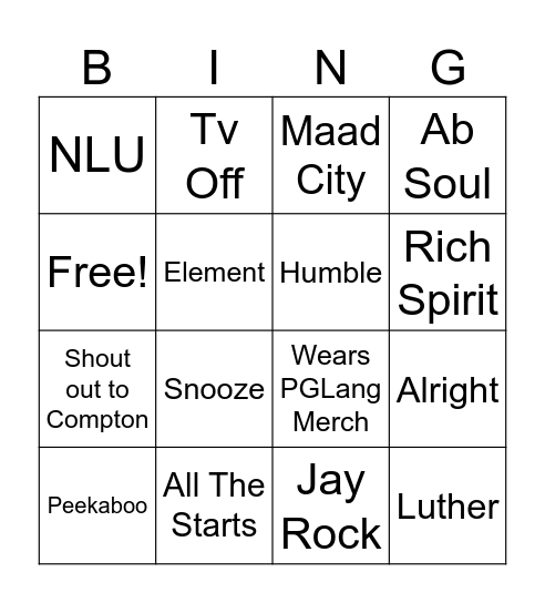Will's Card Bingo Card