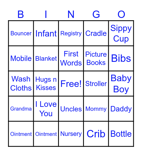 Baby Shower Bingo Card
