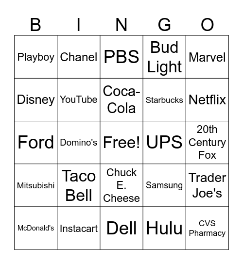 Logos Bingo Card