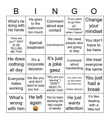 Dylan’s Jobs Bingo Card