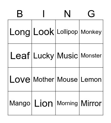 L and M Phonics Bingo Card