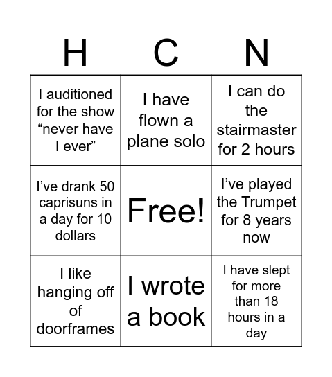 Hoosier Consulting Network Bingo Card