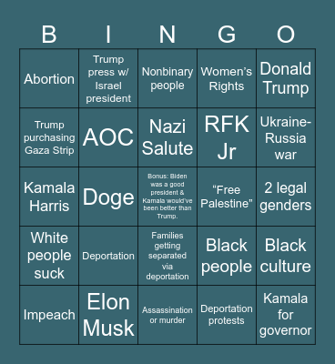 MadLibs Bingo Card
