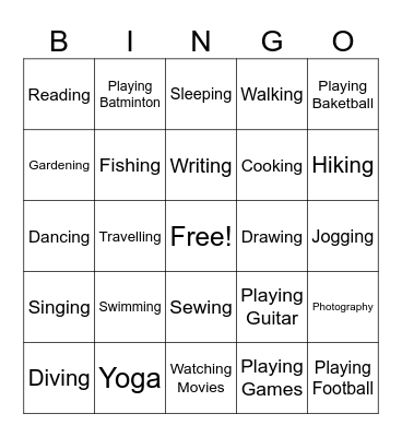 My Hobby Bingo Card