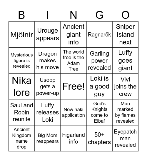 Elbaf Bingo Card