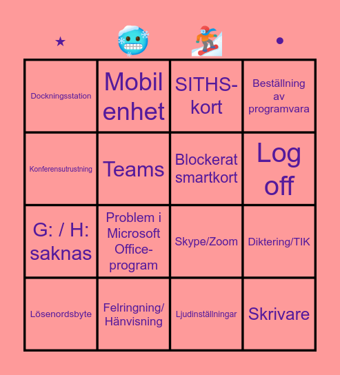 Fredags bingo! ⸜(｡˃ ᵕ ˂ )⸝♡ Bingo Card
