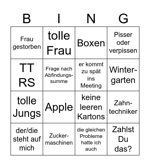 Termin mit neuen Personen Bingo Card