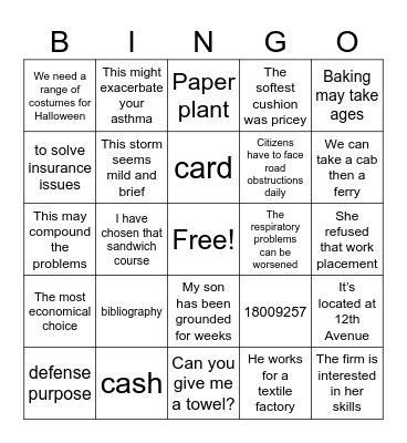 HAPPY NEW YEAR I122A Bingo Card
