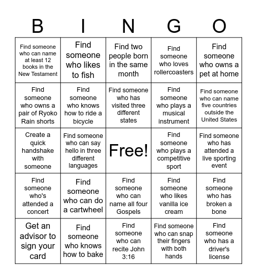 GYM BINGO CARD Bingo Card