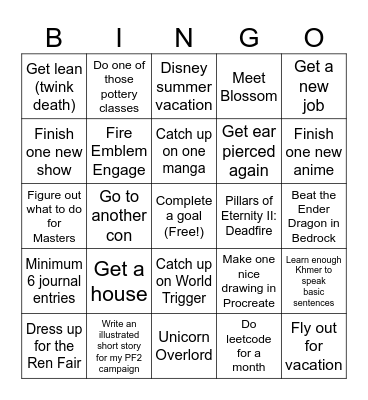 Chet's 2025 List for Accountability!! Bingo Card