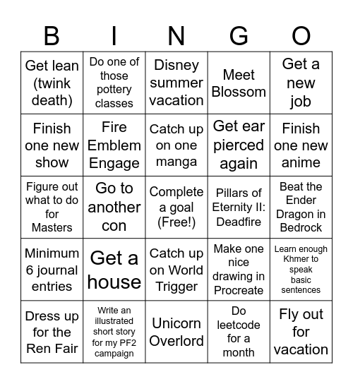 Chet's 2025 List for Accountability!! Bingo Card