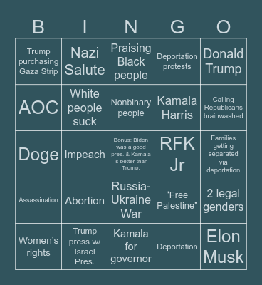 MadLibs Bingo Card