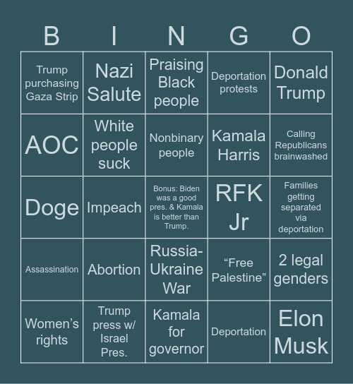 MadLibs Bingo Card