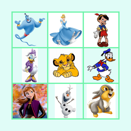Disney BINGO Card