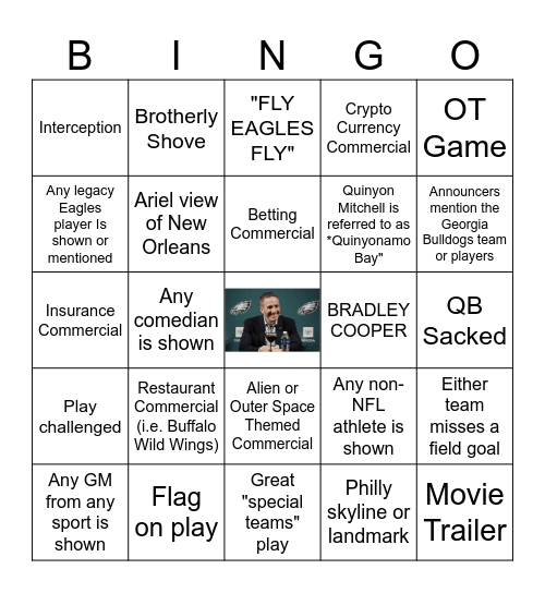 Howie Roseman Card Bingo Card