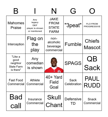 Chris Jones Card Bingo Card