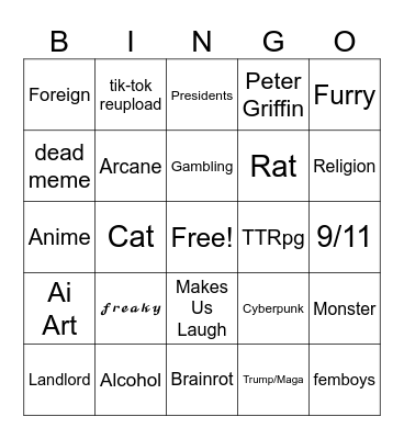 Reels Bingo Card