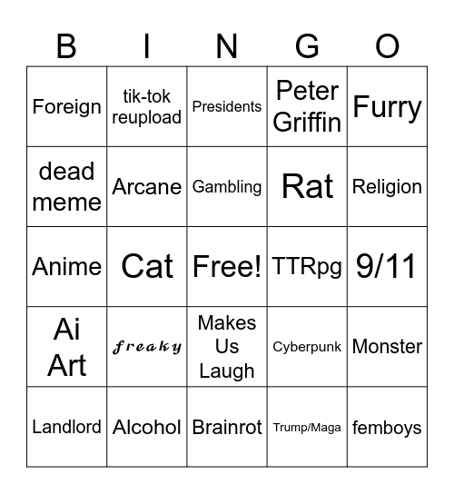 Reels Bingo Card