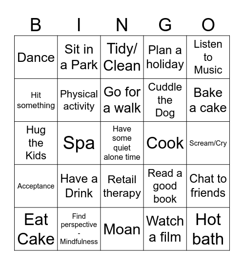 Resilience Bingo Card