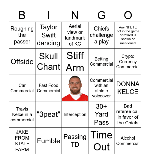 Travis Kelce Card Bingo Card