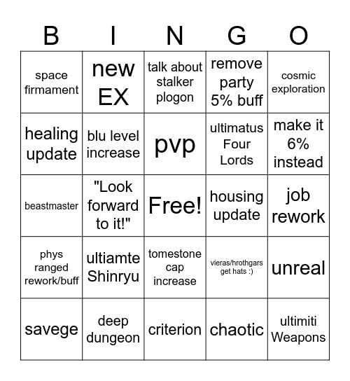 live letter 7.2 bingo card Bingo Card