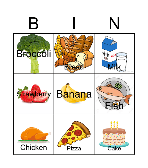 FOOD Bingo Card