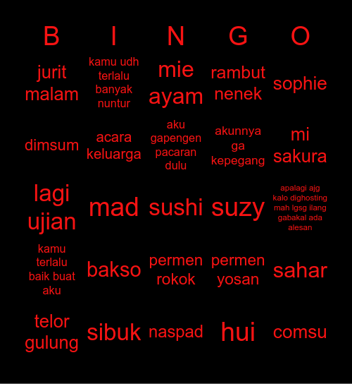 perusset’s bing-o Bingo Card