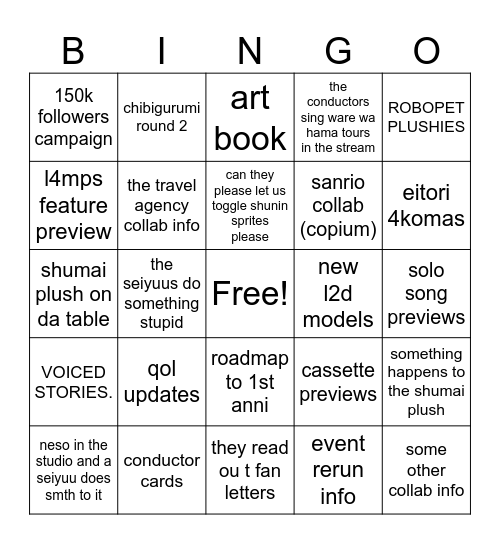 eitori sp Bingo Card
