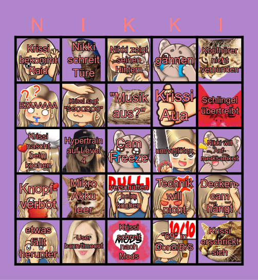 Krissi Stream Bingo Card