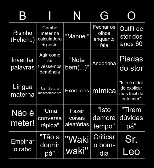 Matemática Bingo Card
