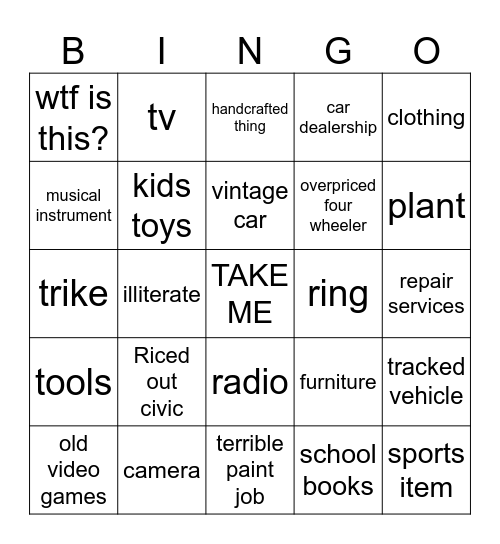 Facebook marketplace bingo Card