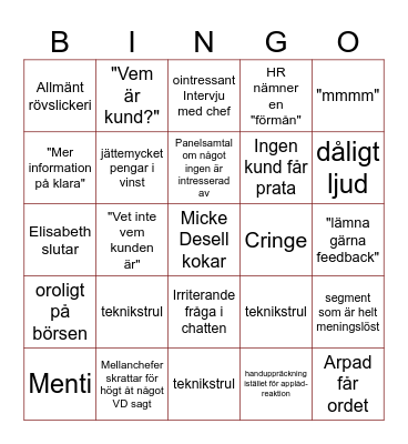 AFA-live bingo Card