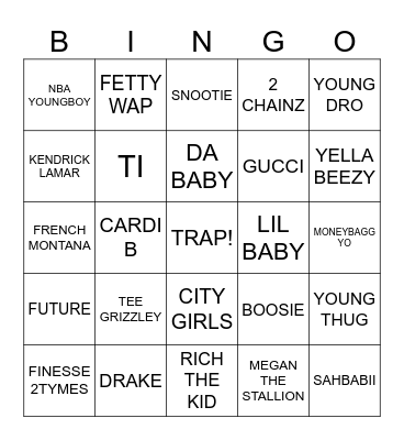 TRAP BINGO Card