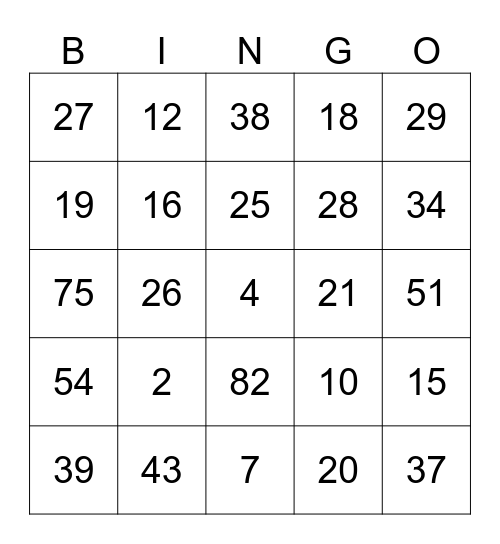 SUBTRACTION BINGO!! Bingo Card