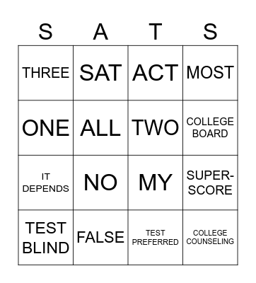 Standardized Testing Bingo Card