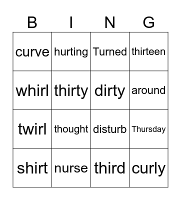 ir ur Bingo Card