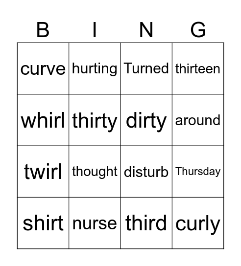 ir ur Bingo Card