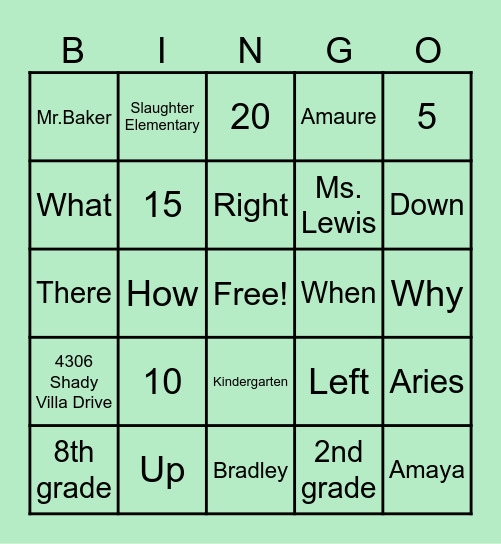 What Do You Know? Bingo Card