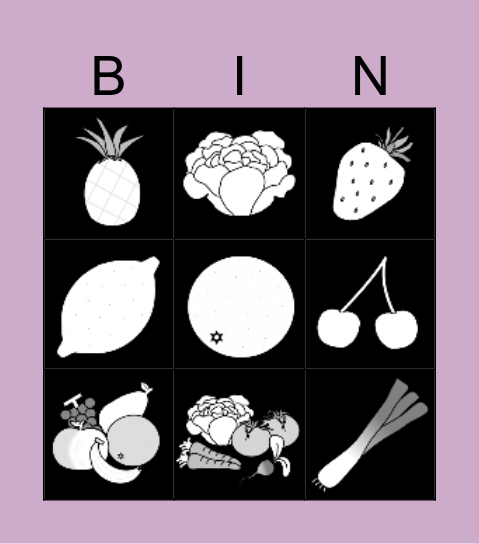 Groenten en fruit Bingo Card