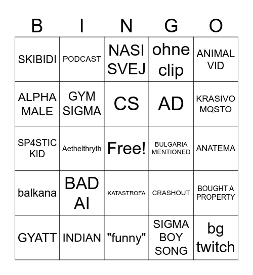 INSTAGRAM REELS BINGO Card