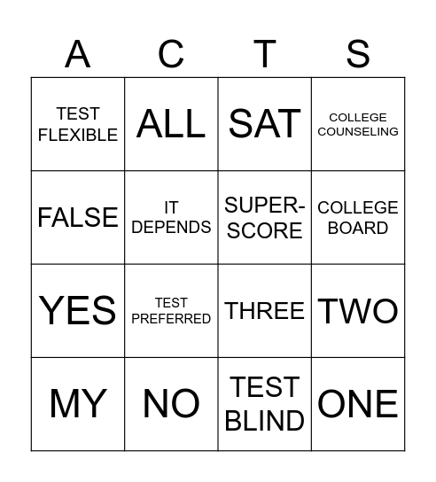 TESTING Bingo Card