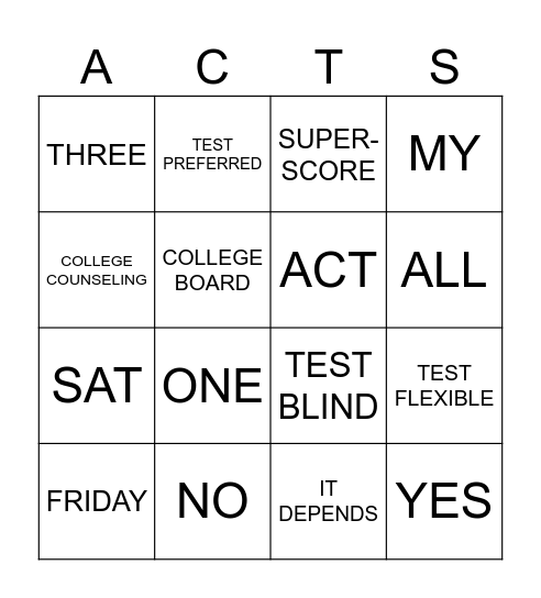 seminar Bingo Card