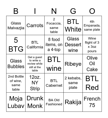 DTR Plaza Bingo Card