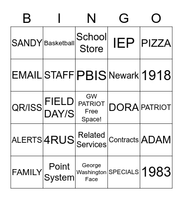 YCS GWS BINGO Card